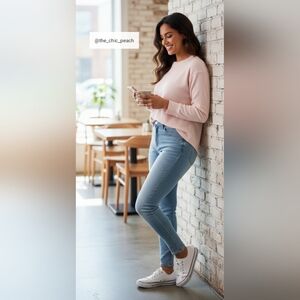 🩷$5 | Time and Tru Pale Pink Waffle Knit Top — NWOT — Size XL 🌸